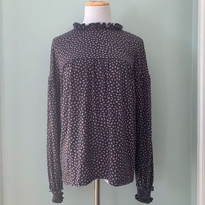 Ann Taylor grey blouse with pink accent polka dots!